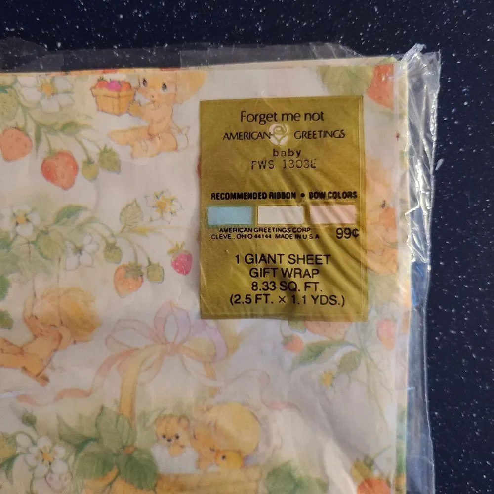 American Greetings Vintage Wrapping Paper - Baby - Partial Sheet - Vintage Retro